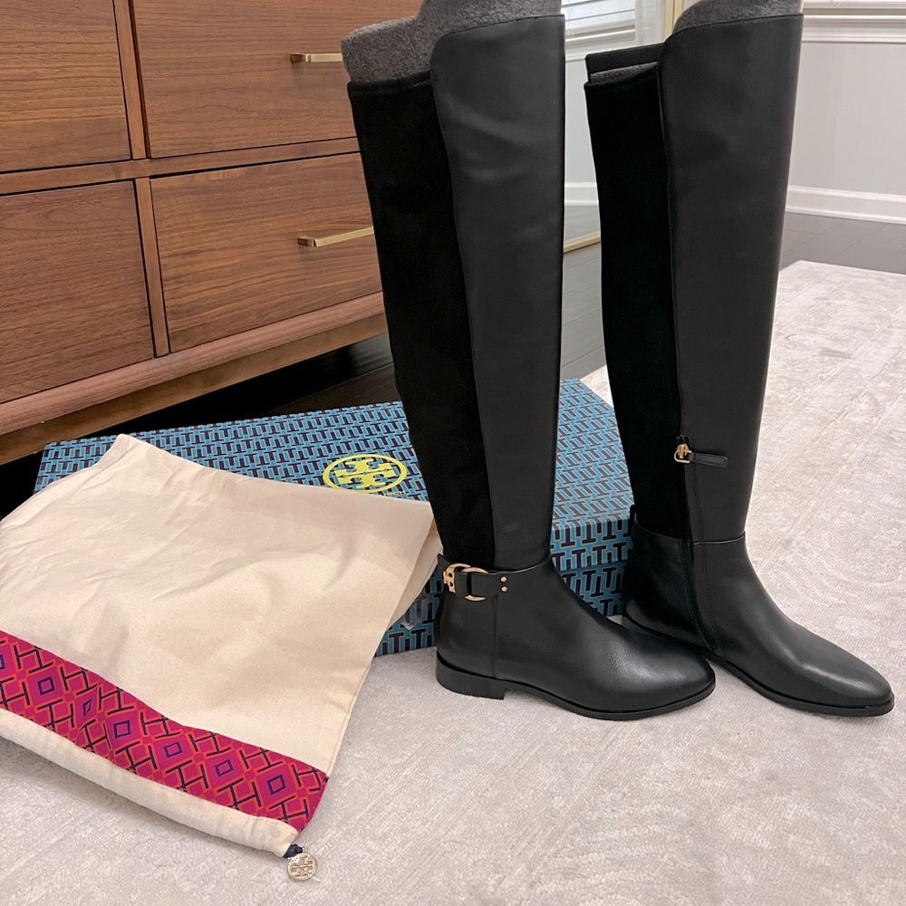 Tory Burch - Marsden over the knee boot - calf leather/ stretch - black - Size 6